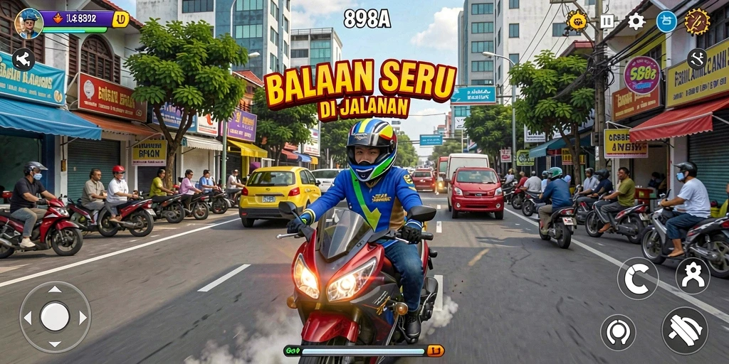 Gameplay seru dari 898A menunjukkan aksi balapan yang mendebarkan.