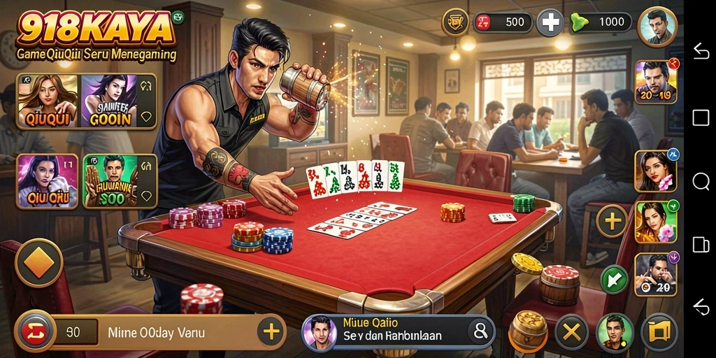 Gameplay seru QiuQiu di 918KAYA dengan fitur multiplayer.