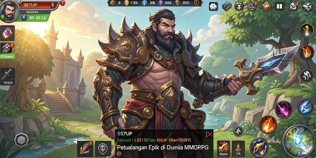 Tampilan gameplay menakjubkan dari <strong>987UP</strong> saat berpetualang di dunia MMORPG.