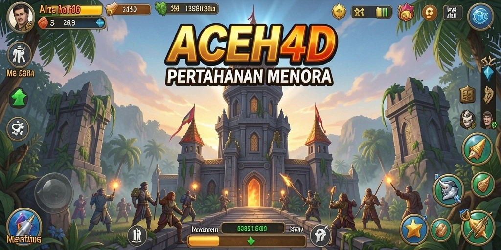 Tangkapan layar gameplay ACEH4D menampilkan aksi mendebarkan dari pertahanan menara.