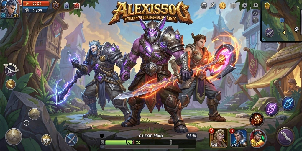 Tampilan gameplay memukau dalam ALEXIS500, mengajak petualangan mendebarkan.