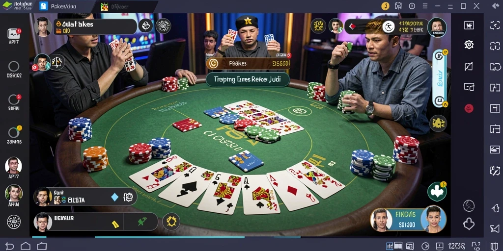 Tampilan gameplay poker yang mengasyikkan dan interaktif.