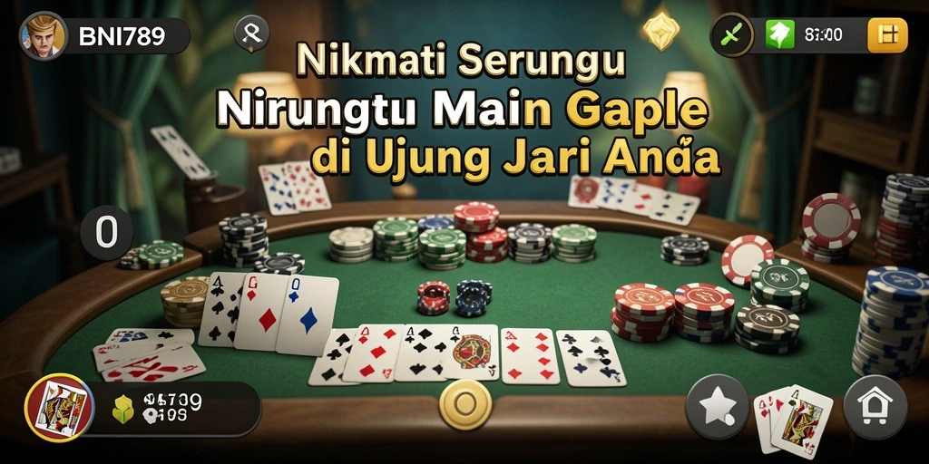 Screenshot gameplay BNI789 menampilkan suasana seru bermain Gaple.