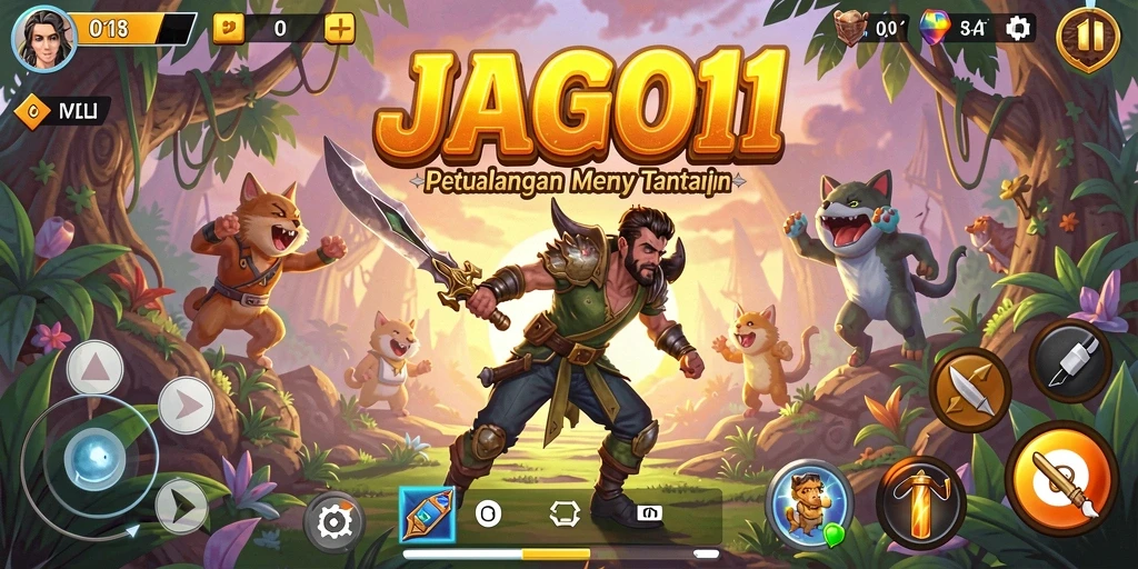 Tampilan gameplay menegangkan dalam JAGO11 dengan petualangan seru.