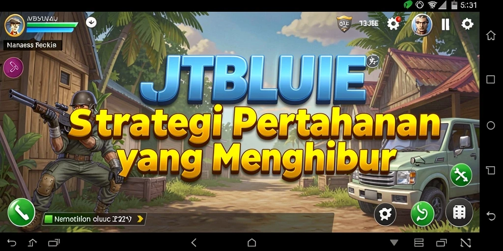 Screenshot gameplay JTBLUE menampilkan pertahanan menawan dalam serangan musuh.