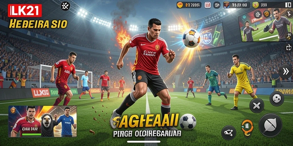 Screenshot menampilkan aksi seru dalam game olahraga LK21.