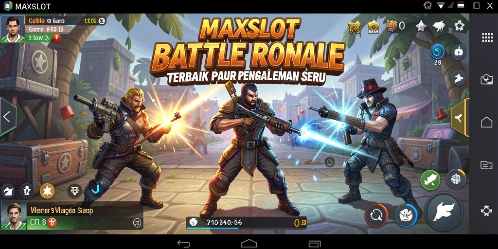 Screenshot gameplay seru dari MAXSLOT di medan pertempuran Battle Royale.