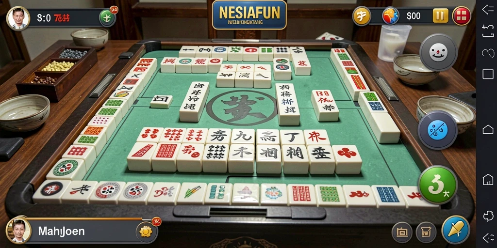 Tampilan gameplay menarik NESIAFUN dengan elemen Mahjong klasik.