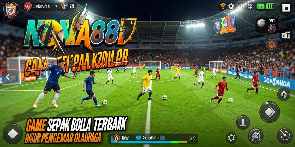 Tampilan gameplay seru di NONA88 saat pertandingan sepak bola.