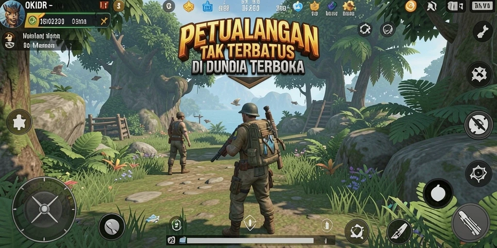 Tangkapan layar gameplay OKIDR menunjukkan petualangan dunia terbuka yang menakjubkan.