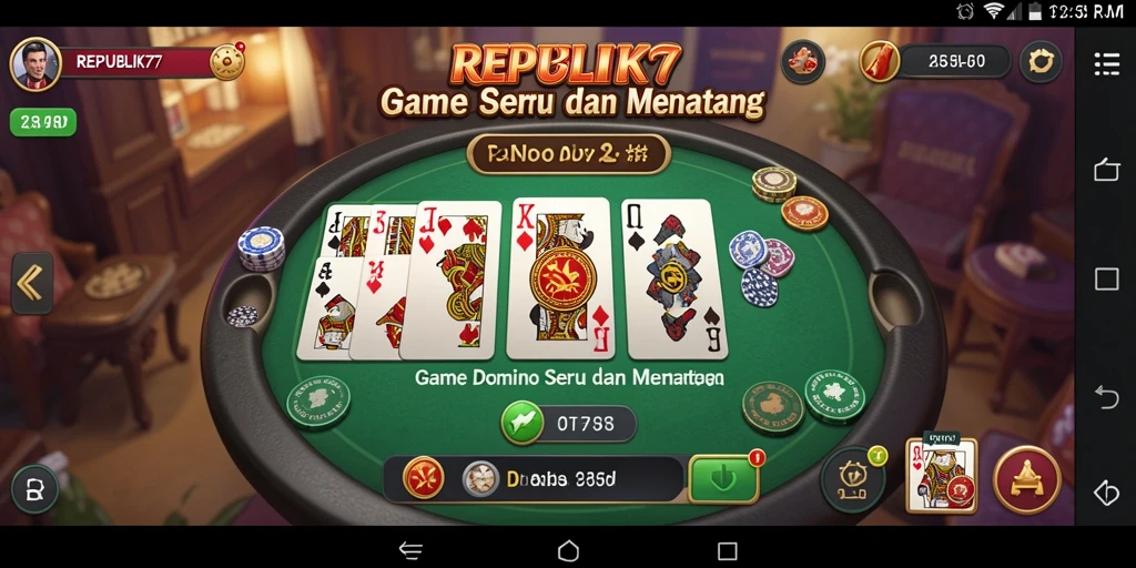 Tampilan gameplay seru dari <strong>REPUBLIK77</strong> yang menampilkan domino.