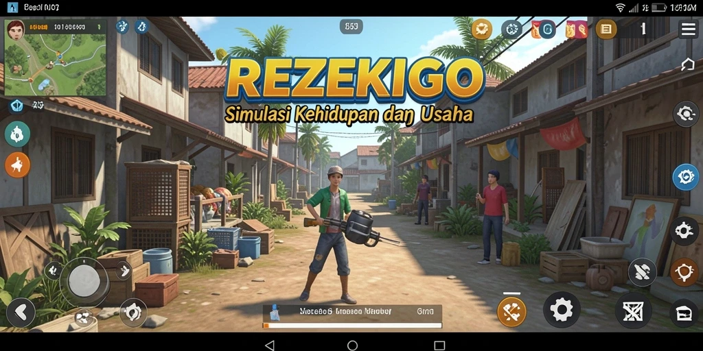 Tangkapan layar gameplay <strong>REZEKIGO</strong> menampilkan interaksi sosial yang dinamis dan grafis menarik.