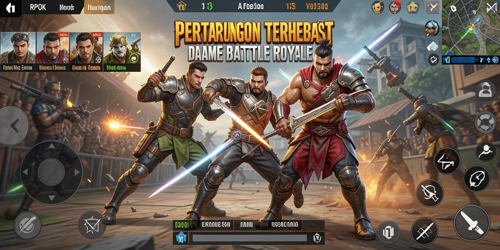 Tangkapan layar gameplay RPOK yang mendebarkan dengan aksi Battle Royale.