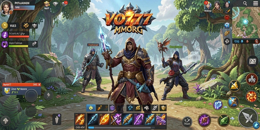 Menampilkan aksi seru dari gameplay MMORPG di VO777.
