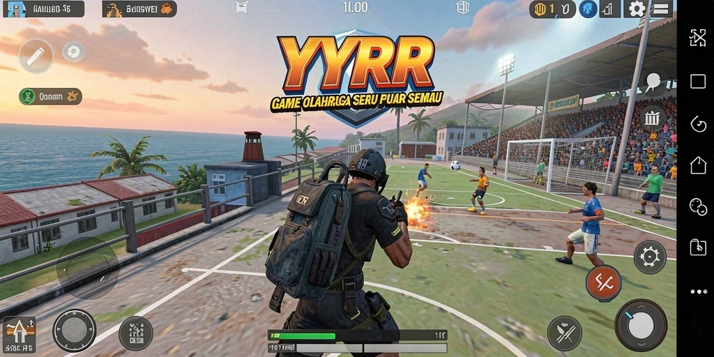 Screenshot utama YYRR menampilkan gameplay menarik dari pertandingan olahraga.