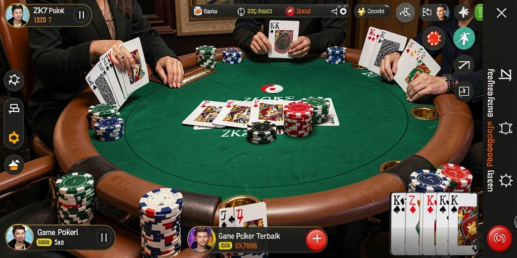 Screenshot utama ZK7 menampilkan gameplay Poker yang seru dan interaktif.