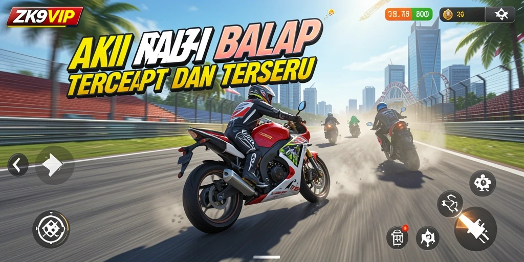 Tampilan gameplay ZK9VIP dengan aksi balap motor yang mendebarkan.